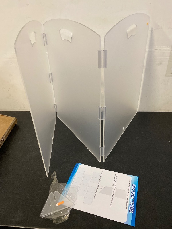 Photo 1 of Clear Freestanding Dog Gate for Indoor Use,Pet Gates for Doorways no Drilling,Acrylic Foldable Dog Gate for Stairs with Support Feet (3Panel - 60''W x 23''H)