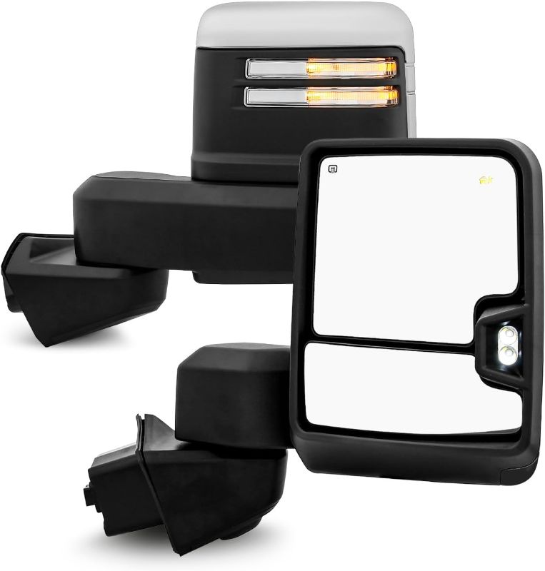 Photo 1 of Fits 2019-2022 GMC Sierra 1500 Power Heated Manual Folding Towing Mirror w/LED Turn Signal +Blind Spot -Chrome