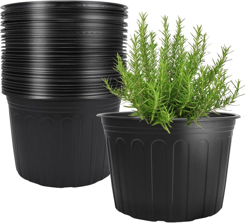 Photo 1 of 30 Pack 5 Gallon Plastic Nursery Pots,12.8 Inch Thickened Soft Plant Pots with Drainage Holes,Flower Planter Container for Seedlings Garden,Indoor and Outdoor