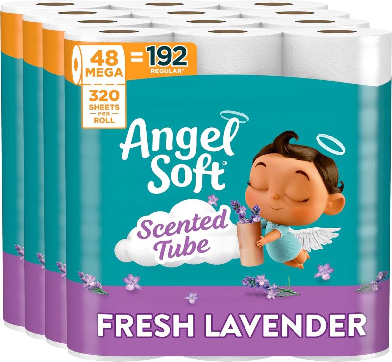 Photo 1 of Angel Soft Toilet Paper with Fresh Lavender Scented Tube, 48 Mega Rolls = 192 Regular Rolls, Soft and Strong Toilet Tissue