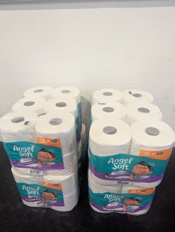 Photo 1 of Angel Soft Toilet Paper with Fresh Lavender Scented Tube, 48 Mega Rolls = 192 Regular Rolls, Soft and Strong Toilet Tissue