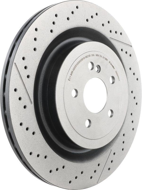 Photo 1 of 09.B879.11 UV Coated Pillar Vented drilled + Slotted Rear Brake Rotor MERCEDES-BENZ OE# A2314230212