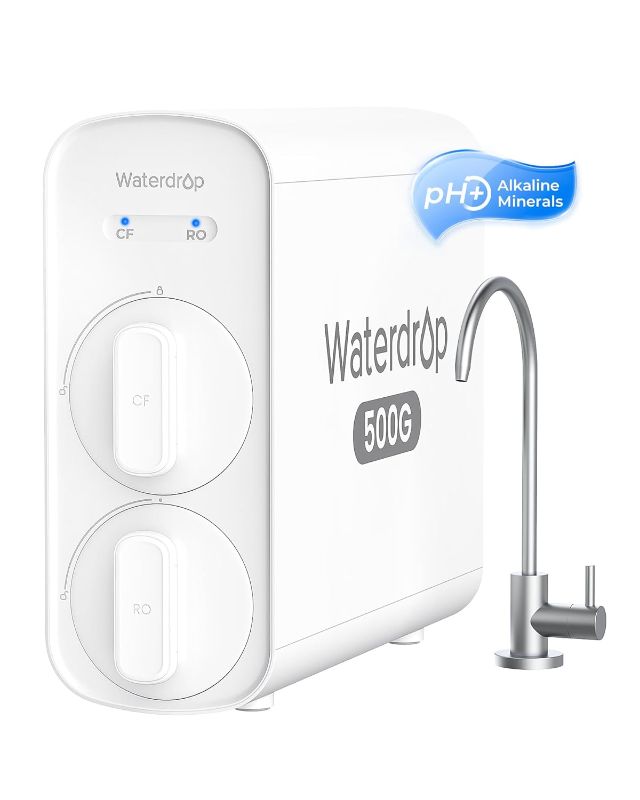 Photo 1 of Waterdrop G5P500A Alkaline Mineral pH+ Reverse Osmosis Water Filter, NSF/ANSI 58 & 372 Certified, 8 Stage Reverse Osmosis System, 500G RO Water Filtration System, 2:1 Pure to Drain, Reduces TDS