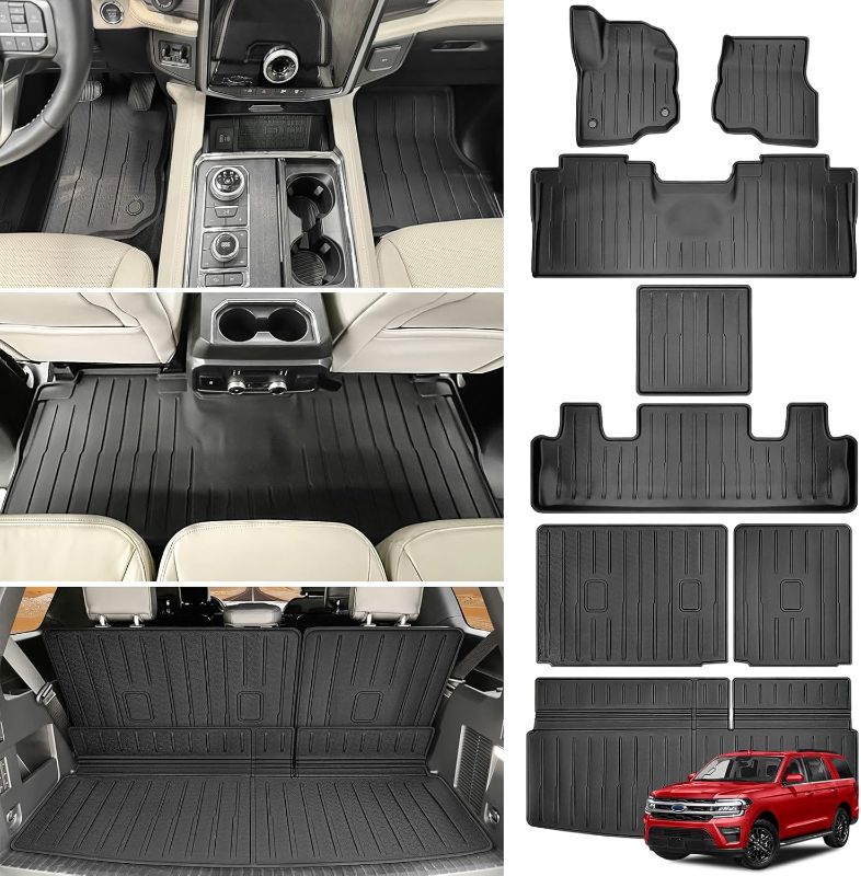 Photo 1 of Cargo Mat with Floor Mat Fit for 2018-2024 Ford Expedition 7Seats Accessories(Not Max Models), Cargo Liner Floor Liner Seat Back Cover for Ford Expedition 2 Row Bucket Seat

