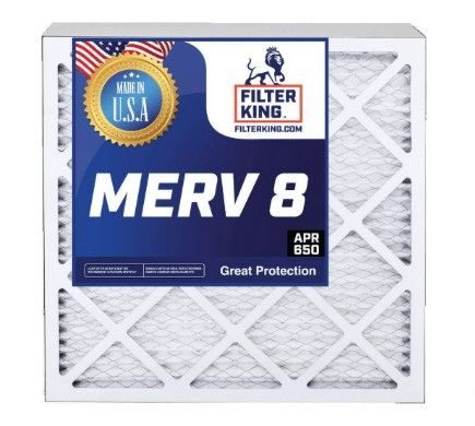 Photo 1 of 1 Filter King 20x24x2 Air Filter (MERV 8) Dust & Allergy Control AC Furnace Filters, MADE IN USA, HVAC, Pleated, Electrostatic (Actual Size: 19.5 x 23.5 x 1.75)
