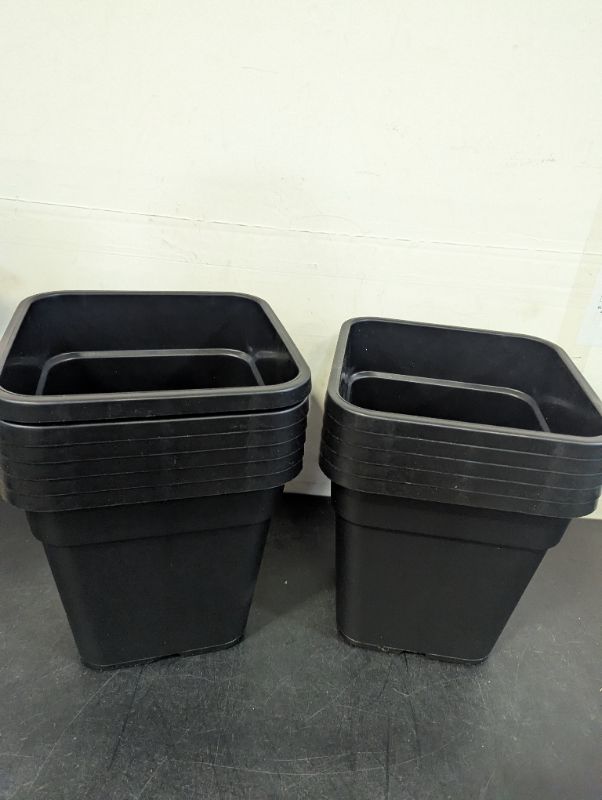 View 2 of 10-Pack 3 Gallon Square Plant Nursery Pot Grow Pots Black Nursery Container