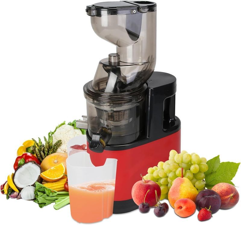 Photo 1 of Cold Press Juicer, 300W Slow Masticating Juicer Machines, Cold Pressed Juicer Machines Large Feed Chute Fit Whole Fruits & Vegetables, Reverse Function, Easy to Clean with Brush