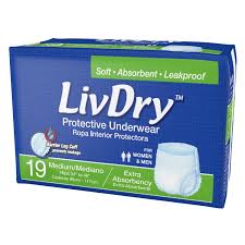 Photo 1 of LivDry Adult Diapers for Women and Men, Leak Guard Incontinence Underwear, Extra Absorbing (Medium, 19-Pack)