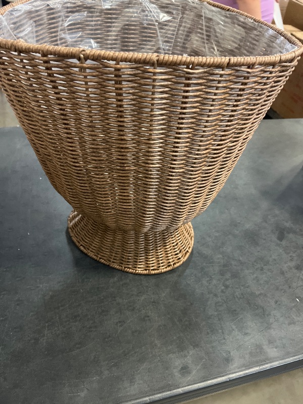 Photo 1 of 12 Inch Handwoven Boho Wicker Basket,Woven Decorative Storage Basket and Planter for Porch Patio Backyard Home Garden