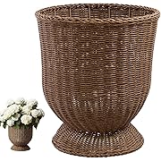Photo 1 of 12 Inch Handwoven Boho Wicker Basket,Woven Decorative Storage Basket and Planter for Porch Patio Backyard Home Garden