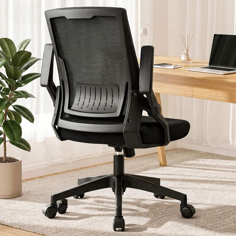 View 1 of GTPLAYER Ergonomic Office Chair with Flip-up Armrests Executive Computer Chair for Home Office, Breathable Mesh & Comfy Lumbar Support, grey