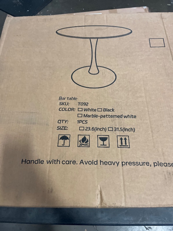 Photo 1 of Round Dining Table White with Pedestal Base, 31.5inch Tulip Dining Room Table for 2-4 People, Small Pedestal Dining Table for Kitchen Living Room
