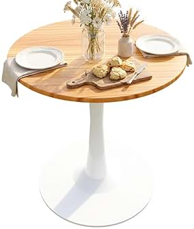 Photo 1 of Round Dining Table White with Pedestal Base, 31.5inch Tulip Dining Room Table for 2-4 People, Small Pedestal Dining Table for Kitchen Living Room