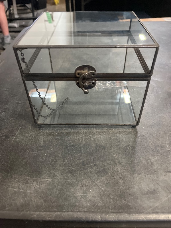 Photo 1 of NCYP 6.9" x 6.9" x 5.5" Glass Storage Box - Home Tabletop Vintage Terrarium, Black Display Organizer for Jewelry, Ring, Earring - Indoor Decorative (Glass Box Only)