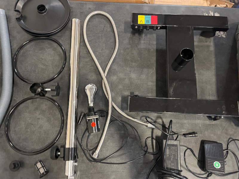 Photo 1 of Artist hand Portable Shampoo Bowl with Electric Pump, Hair Washing Station for Home & Barber, Adjustable Height, Dual-Bucket Design, Drain Hoses, High-Pressure Sprayer, Foot Pedal Switch, Black