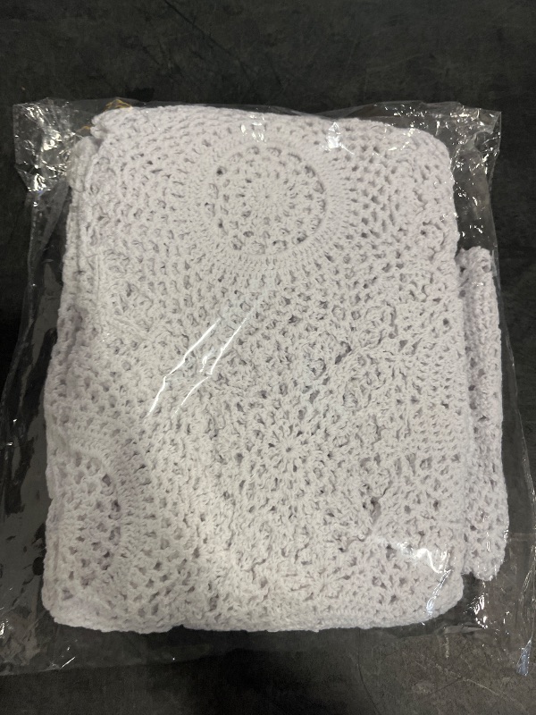 Photo 1 of 52inch Round Vintage Crochet Lace Cotton Floral Tablecloth Wedding Party White