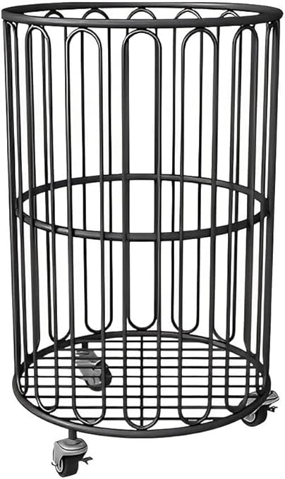 Photo 1 of Black Rolling Laundry Hamper with Wheels, Metal Wire Laundry Basket Cart, Clothes Toy Sundries Storage Organize Hamper Bin for Living Room, Bathroom, Closet or Children Bedroom