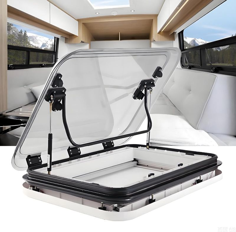 Photo 1 of Rv Caravan Skylight Roof Vent Hatch, Motorhome Camper Roof Vent, Car Roof Window Skylight with LED Light, Nets & Sunshade, Opening Angle 70°, RV Sunroof for Modified/Special Vehicles 700*500mm