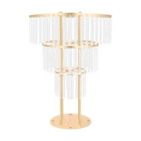 Photo 1 of Three-Tiered Ice Curtain Crystal Flower Display for Christmas, Elegant Golden C-Shaped Wedding Centerpieces, Perfect for Floral Arrangements at Weddings, Featuring Hanging Crystals.