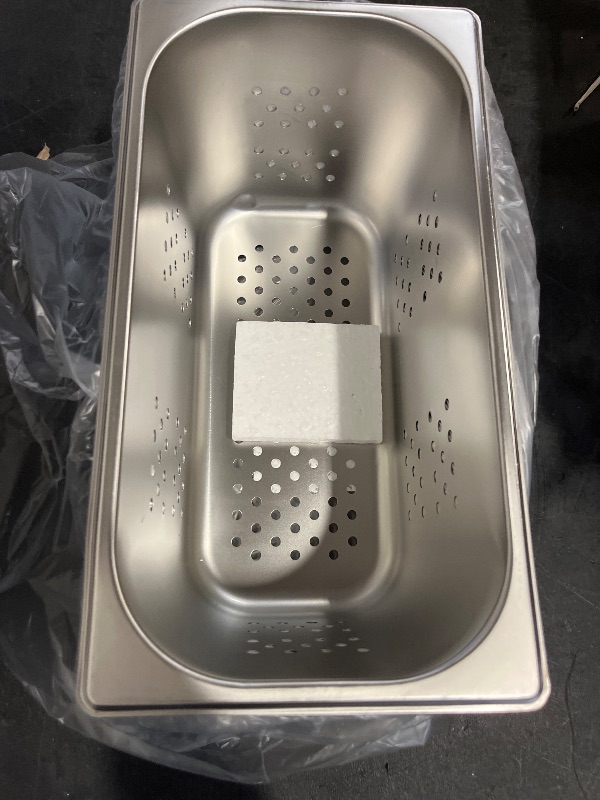 Photo 1 of DYNAMI 2-Pack 1/3 Size 6" Deep Perforated Stainless Steel Steam Table Pan, Commercial Catering Food Pan