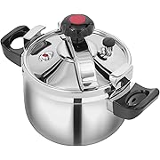Photo 1 of 6 Qt Pressure Pot, 60Kpa Pressure Canner Cooker with One-hand Operating, Stainless Steel Instant Fast Cooking Pot for Open Fire, Induction Stove and Gas Stove