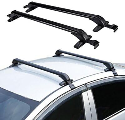 Photo 1 of Car Top Roof Rack Cross Bar Universal, 2PCS Aluminum Luggage Carrier Rack, Lockable Anti-Theft 43.3-44.88" Cargo Bar for 4 or 5 Door Cars, Black