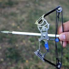 Photo 1 of FNNMNNR Archery Mini Compound Bow and Arrow Set -Stainless Steel Mini Pocket Survival Hunting Bow Right/Left Hand for Target Shooting Practice Archery Entertainment Fun Gift