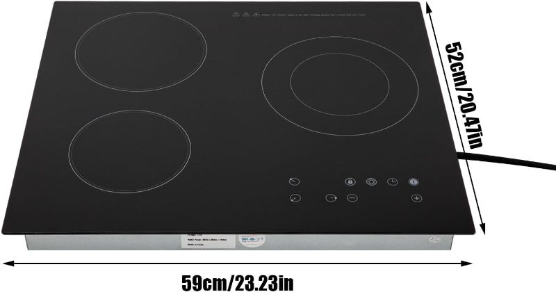 Photo 1 of Ceramic Cooktop, Electric Cooktop, 3 Burners Radiant Electric Stove Top with Timer, Child Safety Lock, Sensor Touch Control, 2600W 110V