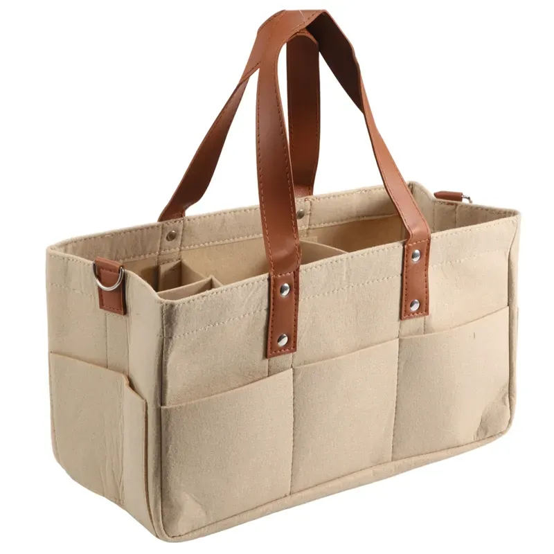 Photo 1 of Baby Felt Storage Basket Nursery Organizer Infant Diaper Bag with Handle