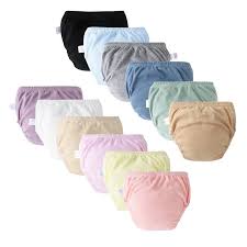 Photo 1 of 8-Pack Baby Training Briefs - Soft Breathable Toilet Training Pants for Boys & Girls, Assorted Colors (Black, White, Light Blue, Pink, Beige, Mint Green) with Elastic Waistband & Adjustable Drawstring, Potty Training Underwear, Baby Underwear, Comfortable