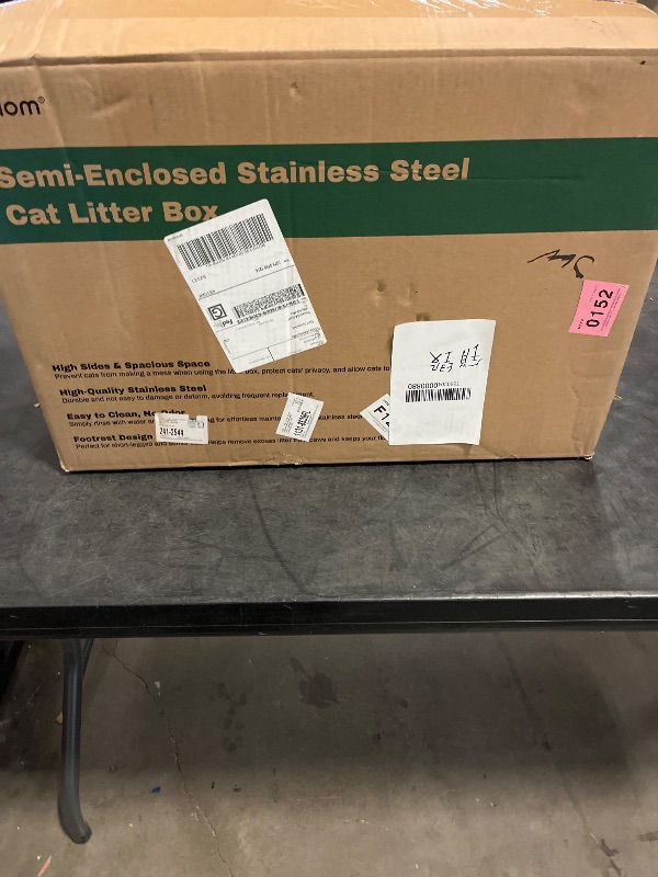 Photo 1 of Ptlom Stainless Steel High Sided Cat Litter Box, Large