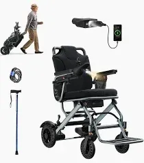 Photo 1 of 33 lb Lightweight Electric Wheelchairs for Adults & Seniors, 15 Miles Range Portable Foldable Motorized Wheelchairs, 360W All Terrain Power Wheelchair, 330 lb Capacity, w/Bonus Cane & Lock