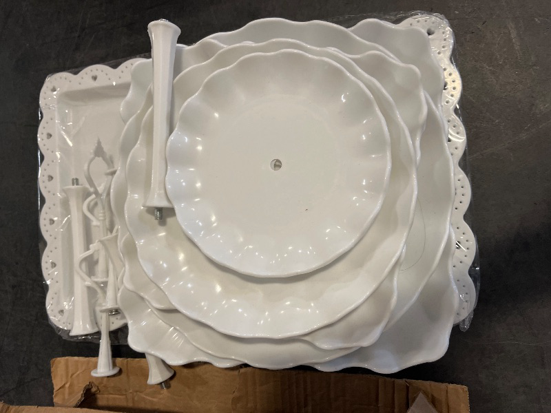 Photo 1 of 10 Cake Stands, Including Three Double-Tier And Three Triple-Tier Cupcake Stands, Along with Four Appetizer Trays, Perfect for Birthdays, Weddings, And Various Celebrations, Suitable for Both Indoor And Outdoor Settings, Makes a Great Gift