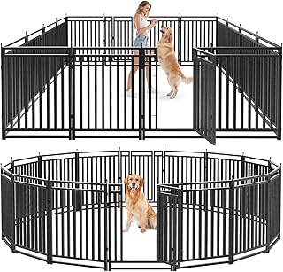 Photo 1 of 40 inch Heavy-Duty 16-Panel Extra Large Dog Playpen, Foldable Metal Exercise Dog Fence outdoor for yard with Secure Door for Large Dogs
