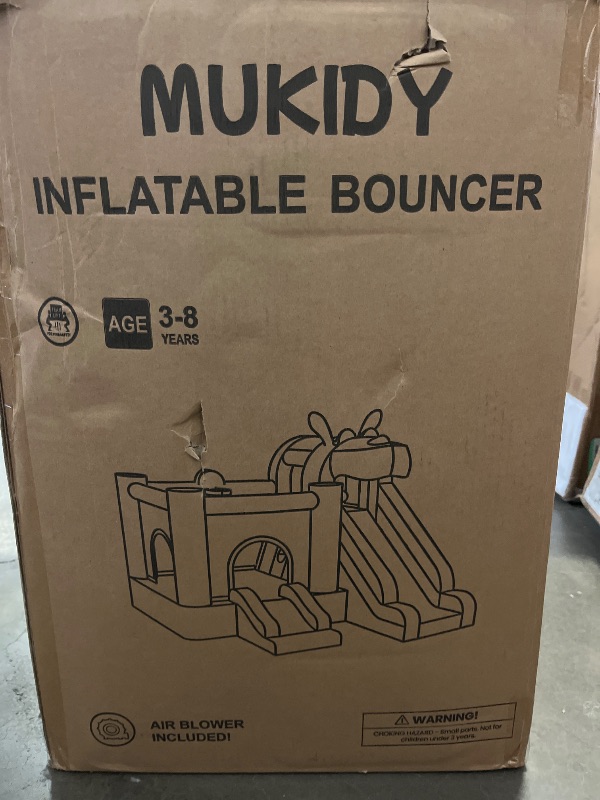 Photo 1 of Mukidy 114''x 114'' x 92.5'' Inflatable Bounce Houses for Kids 3-10 with Blower Double Slide and Ball Pit/Indoor Bouncy House, PVC, Child, Teen, Toddler Pink