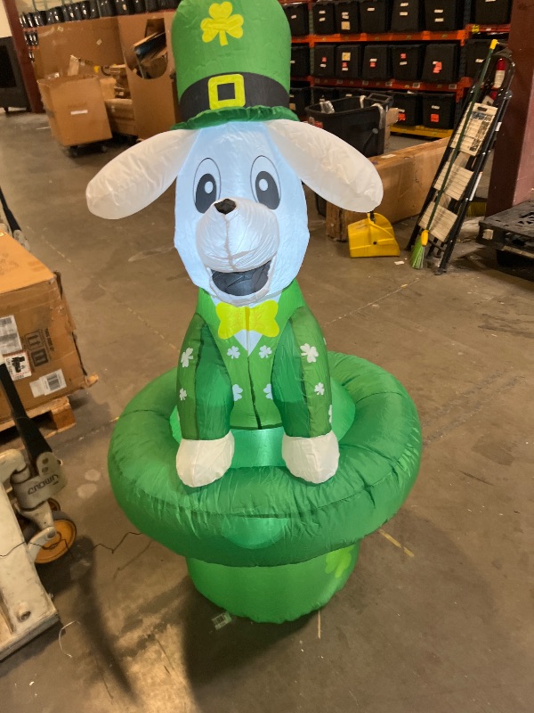 Photo 1 of 5 FT St. Patrick's Day Inflatable Dog Decoration with Irish Flag Blow Up Built-in LED Light for Holiday Lawn Yard Garden Home Indoor Outdoor Decor
