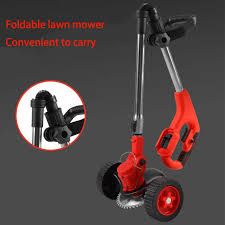 Photo 1 of 5 Inch Foldable Handle Cordless Electric Grass Trimmer Garden Mowing Machine Lawn Mower Portable Grass Cutting Tools With Wheels
