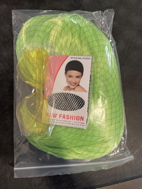 Photo 1 of Short Green Bob Wigs With Bangs For Halloween Bachelor Party Decorations Neon Clown Wig With Wig Cap & Heart Shape Glasses, Short Curly Costume Party, Daily Party Hairpiece For Women Disco Play