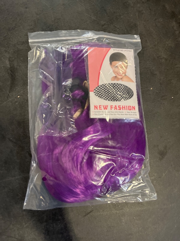 Photo 1 of Short Purple Bob Wigs With Bangs For Halloween Bachelor Party Decorations  Neon Clown Wig With Wig Cap & Heart Shape Glasses, Short Curly  Costume Party, Daily Party Hairpiece For Women Disco Play
