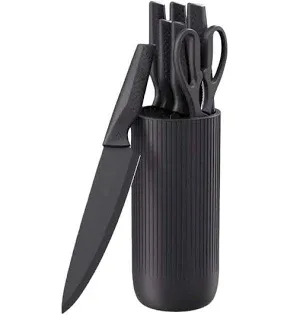 Photo 1 of 6-Piece Knives Set for Kitchen with Universal Knife Block, Dishwasher Safe, Charcoal