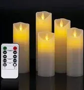 Photo 1 of 5 Pack Flickering Flameless Candles, Most Realistic LED Candles with Remote and Timer, Battery Operated Candles for Valentines Home Wedding Birthday Decoration
