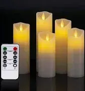 Photo 1 of 5 Pack Flickering Flameless Candles, Most Realistic LED Candles with Remote and Timer, Battery Operated Candles for Valentines Home Wedding Birthday Decoration