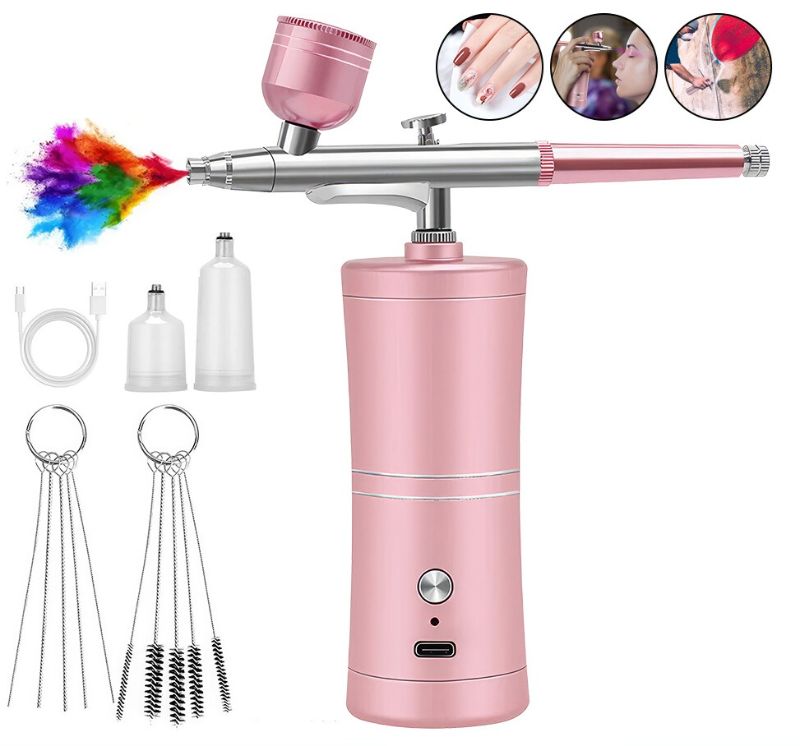 Photo 1 of Top Facial Airbrush Spray Gun Oxygen Injector Hydrate Cleanse Mini Air Compressor Kit Nano Mist Sprayer Multi Use - For Skin, Nails, Air Brush