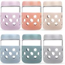 Photo 1 of 6 Pack Overnight Oats Container Jar with Lid & Silicone Sleeves, Wide Mouth Mason Jar, Airtight BPA-Free, Dishwasher Safe, Glass Jars for Salad, Spice, Snacks, Dressing Sauce