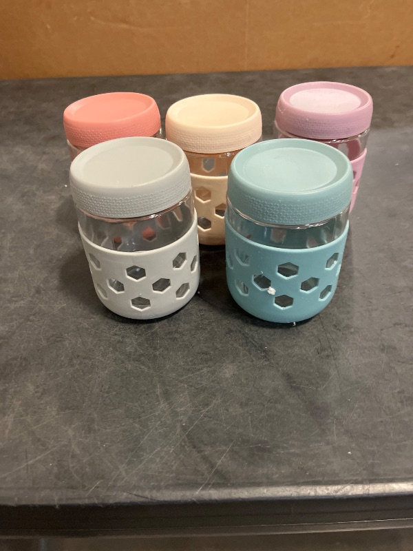 Photo 1 of 6 Pack Overnight Oats Container Jar with Lid & Silicone Sleeves, Wide Mouth Mason Jar, Airtight BPA-Free, Dishwasher Safe, Glass Jars for Salad, Spice, Snacks, Dressing Sauce