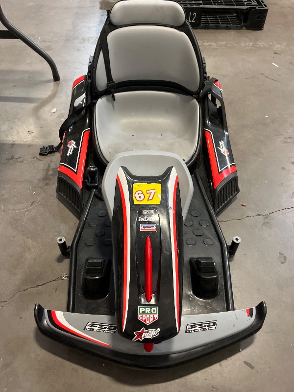 Photo 1 of 24V Kid Go Kart, Drifting Car, 7AH Battery Powered Electric Vehicle, w/150 * 2 Motors, Soft Start, Music, Horn Honking and Safety Belt, Gift for Kids Age 8-12 Years Old, Grey