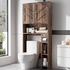 Photo 1 of Walsunny Over the Toilet Storage Cabinets with Doors Side Shelves Toilet Paper Holder Stand Organizer Shelf Rack Space Saver above behind Toilet Freestanding for Bathroom Restroom Laundry Walnut