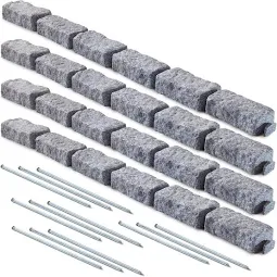 Photo 1 of 46.5"Lx 2.25"Hx 4"W Gray Composite PVC Faux Stone Landscape Edging, Garden Edging Border for Lawn, Pathways & Yards-4 pcs