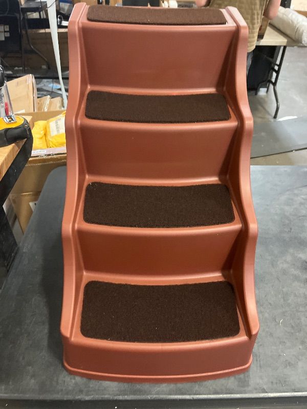 Photo 1 of Amazon Basics 4 Step Non Slip Pet Stairs for Dogs and Cats, 24.41"X16.54"X20.08", Cocoa
