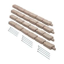 Photo 1 of 46.5 in. L x 3.7 in. W x 2.2 in. H Grey Faux Stone Landscape Edging with 12 Spikes, No Dig Garden Edging Border (4-Pack)